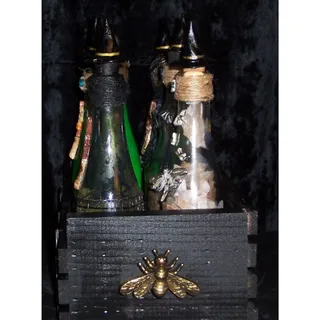 Photo of Artisanal Halloween Potion Bottles & Apothecary Jars with Crate - Set of 7