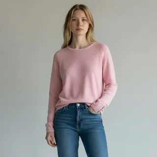 Photo of J. McLaughlin 100% Cashmere Crew Neck Sweater Women's Sz M Pink Long Sleeves