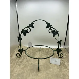 Photo of VINTAGE 9” Pyrex/Bowl—Metal Stand With Green Ivy Leaves