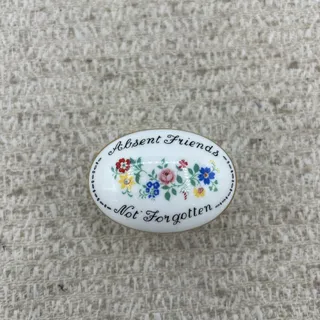 Photo of VINTAGE CROWN STAFFORDSHIRE "Absent Friends Not Forgotten" TRINKET BOX ENGLAND