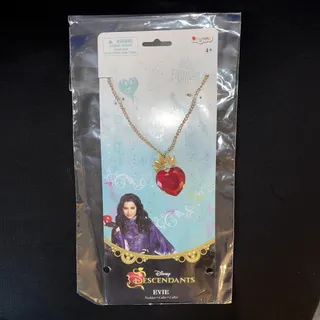 Photo of Girls Disney Descendants Evie Red Heart Crown Necklace New