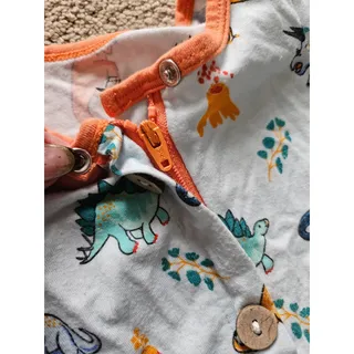 Photo of Free Birdies Dinosaur Bamboo Romper 3-6M Blue Orange Short Sleeve Zip