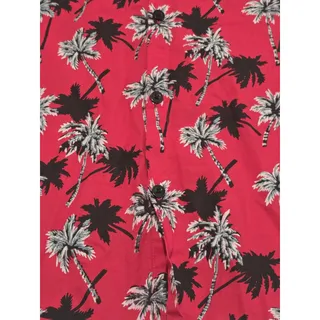 Photo of Vatpave Short Sleeve Shirt XXL Red Palm Tree Button Down Cotton