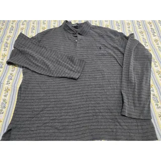 Photo of Polo Ralph Lauren XL Gray Navy Blue Long Sleeve Polo Shirt Pony Logo