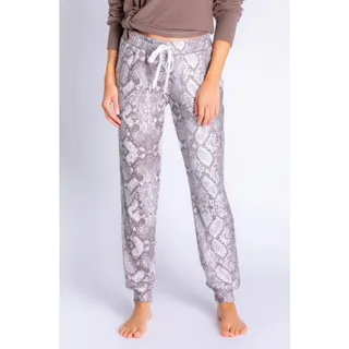 Photo of PJ Salvage Snake Bite Feather Knit Joggers Cocoa Brown Snakeskin L NEW athleisur
