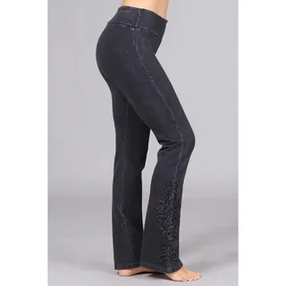Photo of Plus Size Mineral Wash Bootcut Crochet Lace Dark Ash Gray 2XL