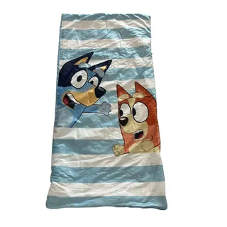 Photo of Bluey & Bingo Kids Slumber Sleeping Bag Travel Sleepover Mat Blue White Stripe