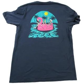 Photo of Reef Shirt Mens Large Blue Skeleton Flamingo Float Graphic Beach Surf Tee 1592