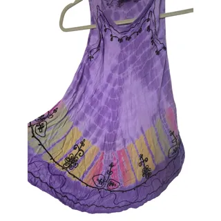 Photo of Island Expressions Womens Medium Purple Tie Dye Embroidered Boho Rayon Sundress