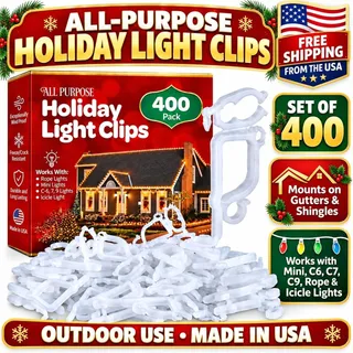 Photo of 400 Christmas Holiday Light Clips All Purpose Gutter Shingle Outdoor USA Made