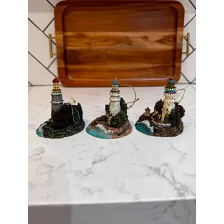 Photo of Thomas Kinkade Illuminated Lighthouse Ornaments Bradford Editions collection VTG