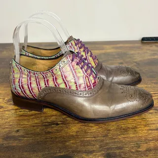 Photo of John Fluevog Womens 6.5 City Angels Oxford Brown Multi Croc Embossed Wingtip