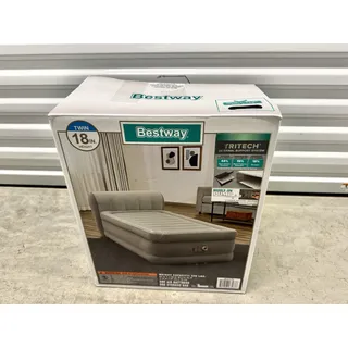 Photo of Bestway Tritech Twin 18in Backless Air Mattress Built-In Pump 85x38 No Headboard