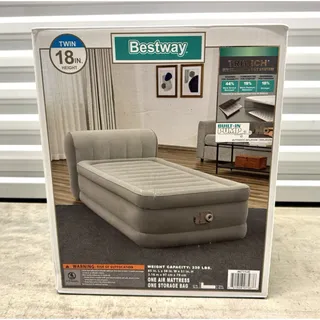 Photo of Bestway Tritech Twin 18in Backless Air Mattress Built-In Pump 85x38 No Headboard