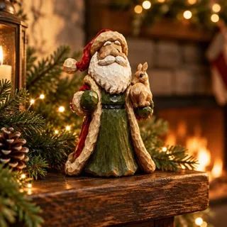 Photo of Vintage 2004 Trippie’s Inc Hand Carved Painted Resin Santa