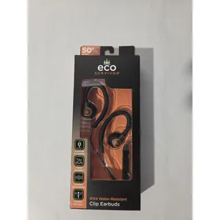 Photo of ECO Survivor IPX4 Water-Resistant Clip Earbuds Black/Orange 3.5mm Mic