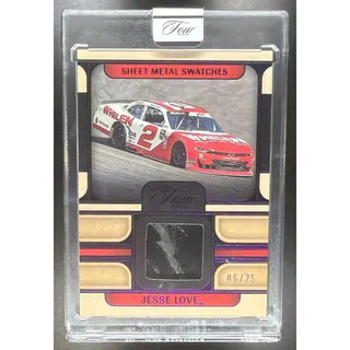 Photo of 2026 Panini Turn Four Racing Jesse Love #SM-JLV Sheet Metal Swatches Purple /25