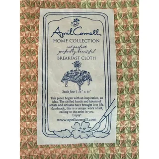 Photo of April Cornell Victorian Weave Tablecloth Pink Green Handwoven Fringe 54 x 54 NEW