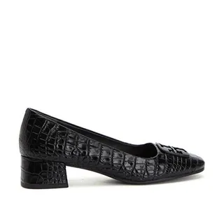 Photo of Tory Burch Georgia Croc-Embossed Leather Pumps in black Sz 9
