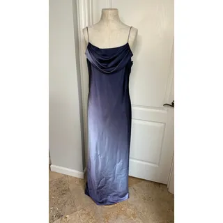 Photo of Vintage Onyx Nite Blue & Purple Ombré Satin Cowl Neck Formal Evening Gown Sz 14