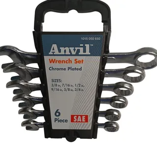 Photo of Anvil 6-Piece SAE Combination Wrench Set Chrome Plated Storage Case
