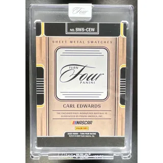 Photo of 2025 Panini Turn Four NASCAR Carl Edwards #SWS-CEW Sheet Metal Swatches Red /25