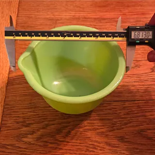 Photo of Green Glass Vintage Mixing Bowl Round Solid Glossy Finish 6.81 in Diameter