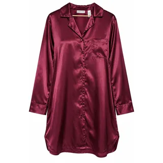 Photo of Valerie Stevens Nightshirt Womens XL Burgundy Satin Button Front Vintage Y2K