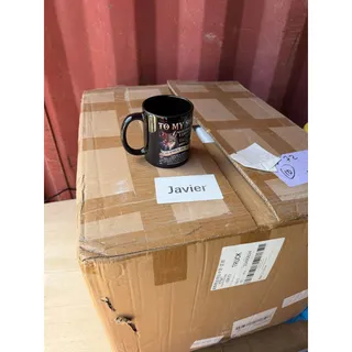 Photo of Lot of 57 To My Son Wolf Coffee Mugs 14oz Black Ceramic Wholesale Resale Bulk