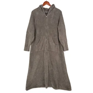 Photo of Barefoot Dreams Women 1X CozyChic Hooded Lounger Robe Plush 1/2 Zip Pockets