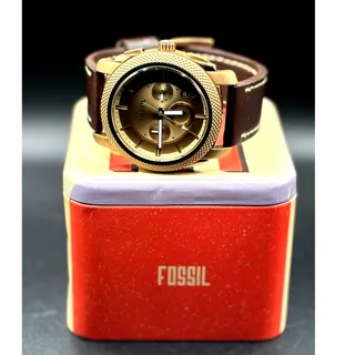 Photo of Fossil FS5075 Machine Chronograph Gold Tone Leather Strap Men's Watch 44mm