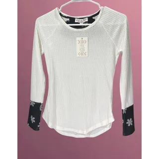 Photo of Pink Rose Lounge XS Christmas Snowflake Waffle Knit Top NWT Holiday Shirt