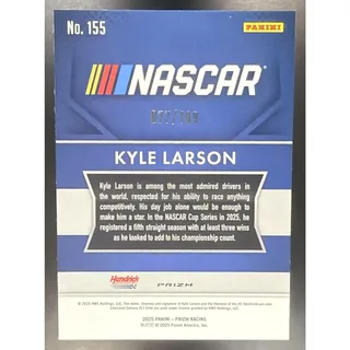 Photo of 2025 Panini Prizm NASCAR Kyle Larson #155 Throwback Red Pulsar Prizms 91/199