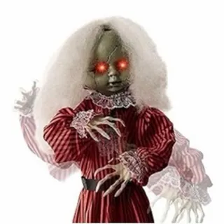 Photo of BCP Animatronic Roaming Holly Haunted Doll Red Dress LED Eyes Prop