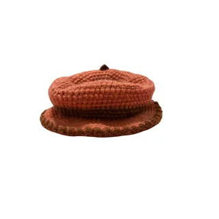 Photo of Women's Red Brown Floral Circle Faux Fur Crochet Hat