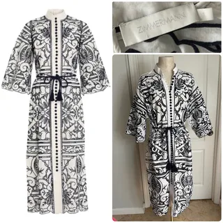Photo of Zimmermann Lyre Embroidered Shirt Dress Sz 1