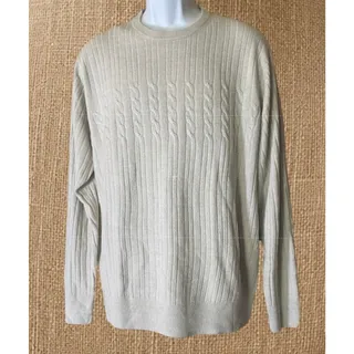 Photo of Vintage Dockers Mens XL Cream Cable Knit Ribbed Sweater 90s Preppy Professor