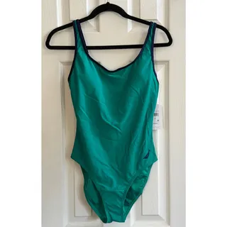 Photo of Nautica Tummy Control One Piece Swimsuit Women's Green Blue Slimming Size Med 