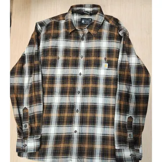 Photo of Carhartt Rugged Flex Plaid Shirt Men’s L Brown Black Cream Relaxed Fit Work