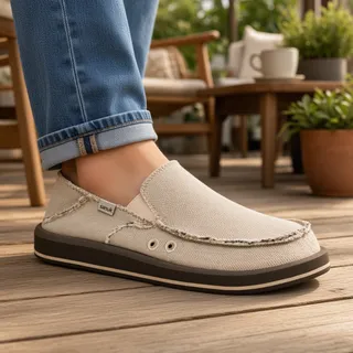 Photo of Sanuk Donny Hemp Two‑Tone Men’s Slip‑On Shoes – Natural – Size 11 D NWT