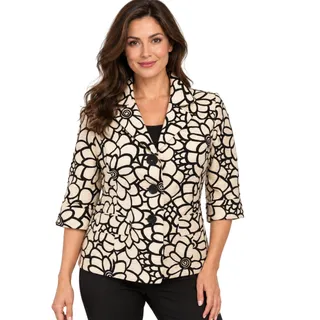 Photo of Jones New York Floral Embroidered Blazer in Black Ivory Jacket