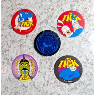 Photo of Lot of 5 Pogs THE TICK from 1995 FCN Quaker Oat Life Cereal Promotional Item