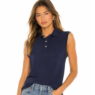 Photo of Ralph Lauren Navy Blue Sleeveless Golf Polo Shirt EUC Size Small