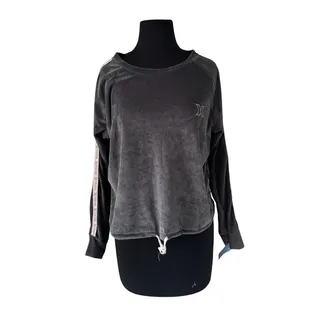 Photo of Hurley Gray Ribbed Cropped Sweatshirt Logoed Sleeves - L