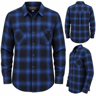 Photo of Lucky Brand Blue & Black Plaid Long Sleeve Henley Popover Shirt - Women's Large