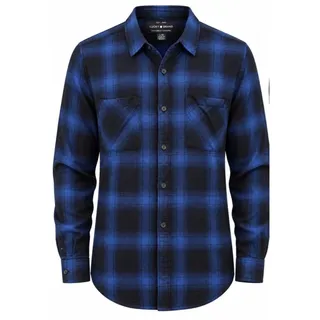 Photo of Lucky Brand Blue & Black Plaid Long Sleeve Henley Popover Shirt - Women's Large
