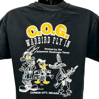 Photo of Vintage 90s COG T-28 Warbird Fly In T Shirt L Large Carson City USAF Black Tee