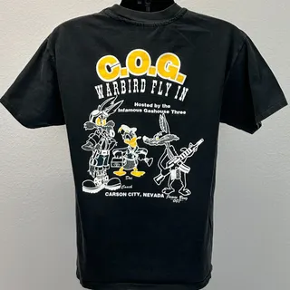 Photo of Vintage 90s COG T-28 Warbird Fly In T Shirt L Large Carson City USAF Black Tee
