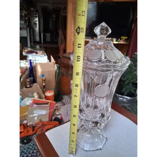 Photo of Vtg Fostoria Clear Coin Glass Footed Urn W/ Lid (3237)