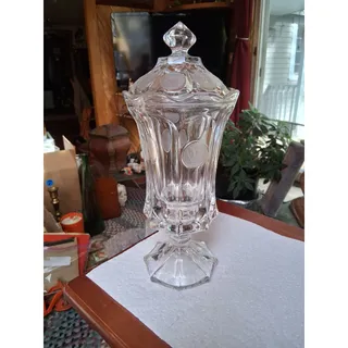 Photo of Vtg Fostoria Clear Coin Glass Footed Urn W/ Lid (3237)
